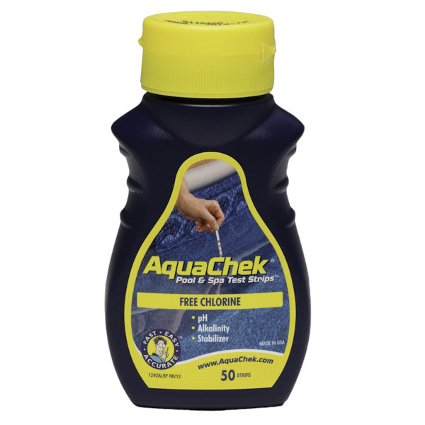 Bandelettes analyse eau piscine AquaChek 4-en-1 Chlore/pH/TAC/Stabilisant - Tube de 50