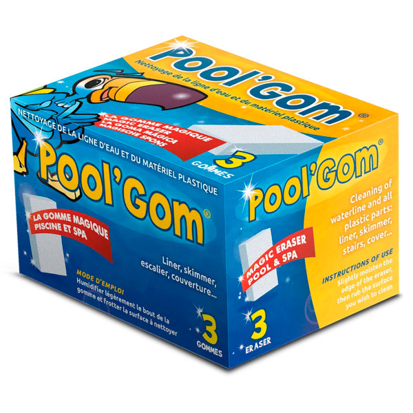 Poolgom Toucan - Gomme magique ligne d'eau piscine et spa - Boîte de 3 pièces