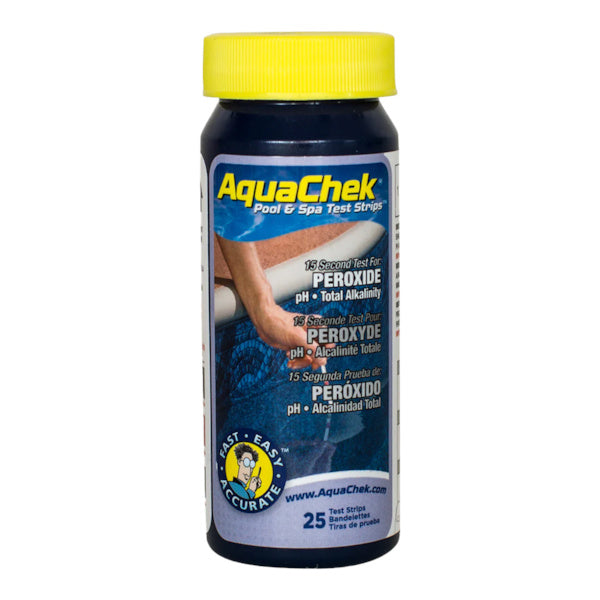 Bandelettes test piscine AquaChek Peroxyde / pH / TAC - Tube 25