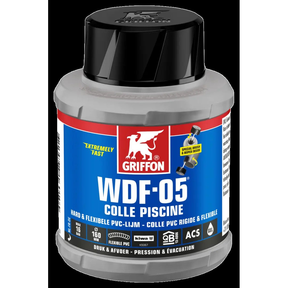 Colle PVC Pression Piscine WDF-05 Griffon 250ml + Pinceau