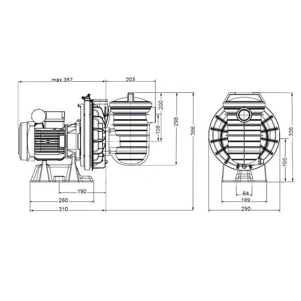 Pompe filtration piscine Pentair Sta-Rite HD triphasée 0,75 kW - 18 m³/h - STRHD-103E3