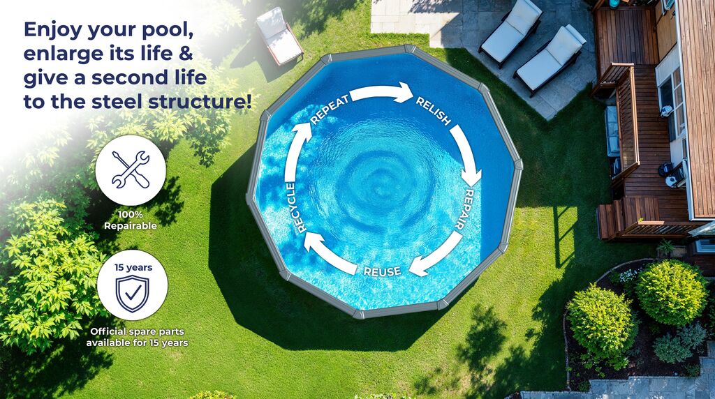 Piscine Hors-Sol Acier Ronde MAURITIUS Ø350 × 132 cm