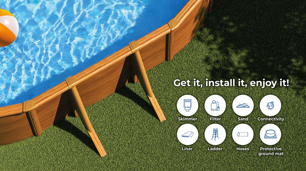 Piscine Hors-Sol Acier Ovale MAURITIUS 610 × 375 × 132 cm
