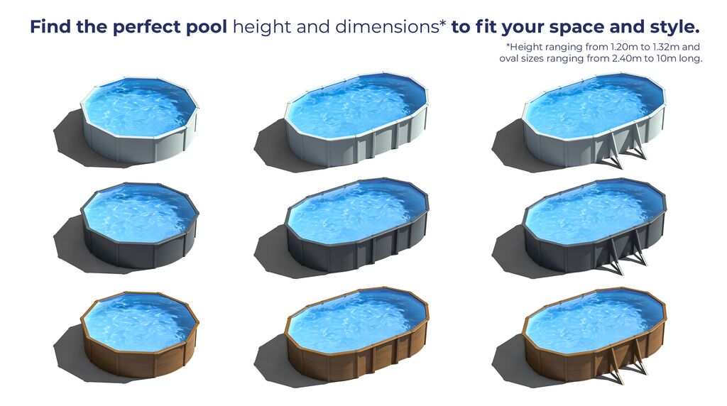 Piscine Hors-Sol Acier Ovale MAURITIUS 610 × 375 × 132 cm