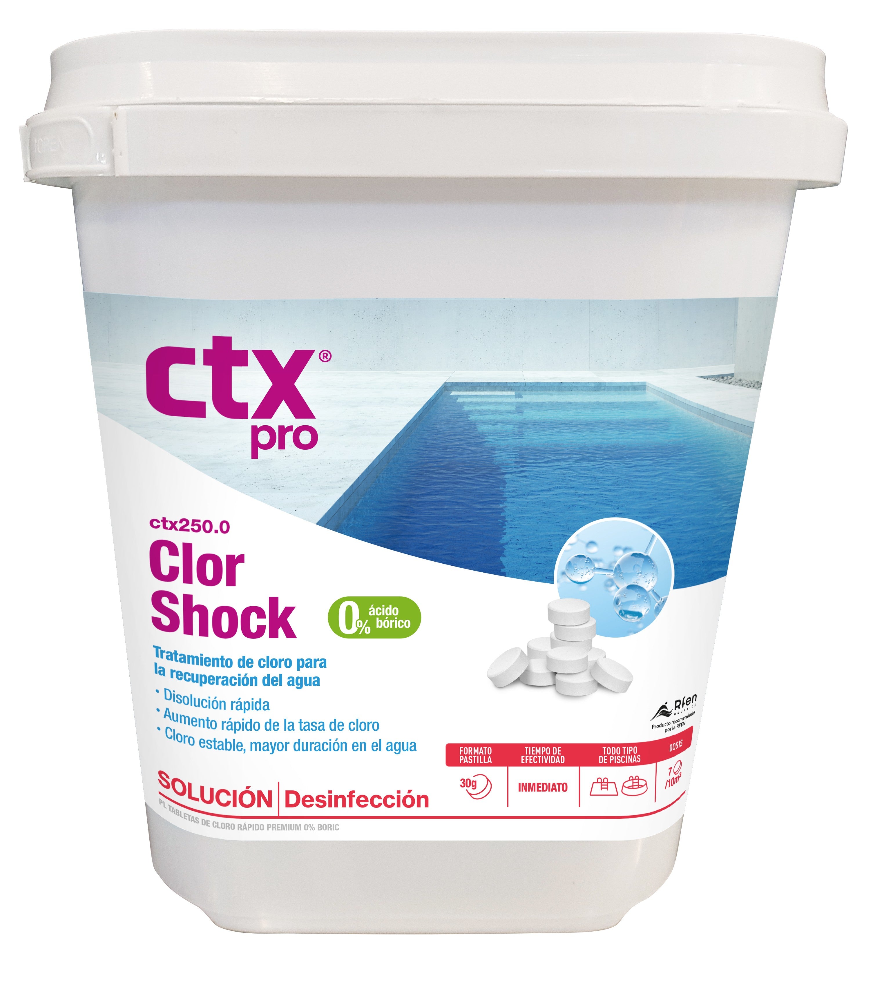 CTX-250.0 ClorShock Pastilles 30 g - 5 kg - Sans Borique