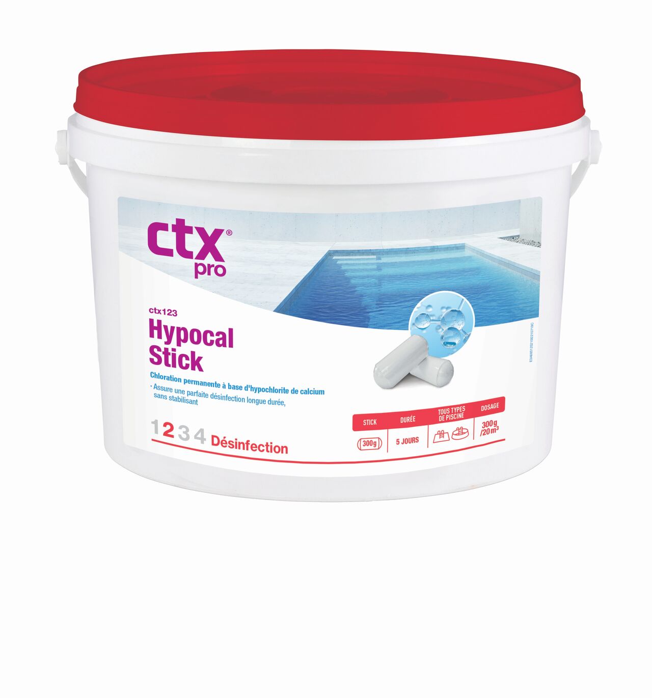 CTX-123 Hypocal Stick Chlore Non Stabilisé 300 g - 4,8 kg