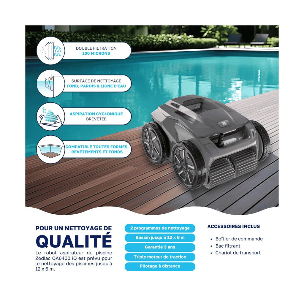 Robot piscine Zodiac Alpha OA 6400 iQ — Sensor Nav 4WD 12 x 6 m